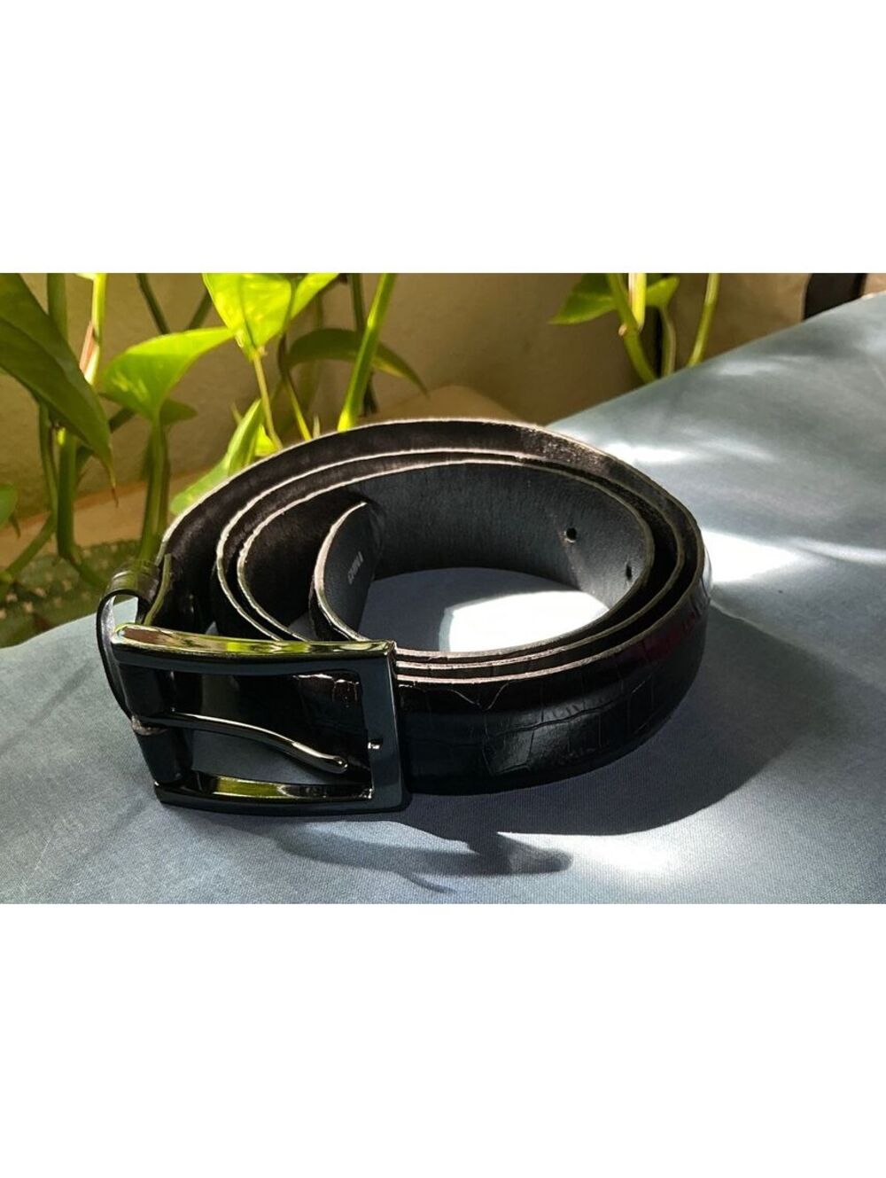 Men's Italian Black Leather Belt size 36 Dress Belt